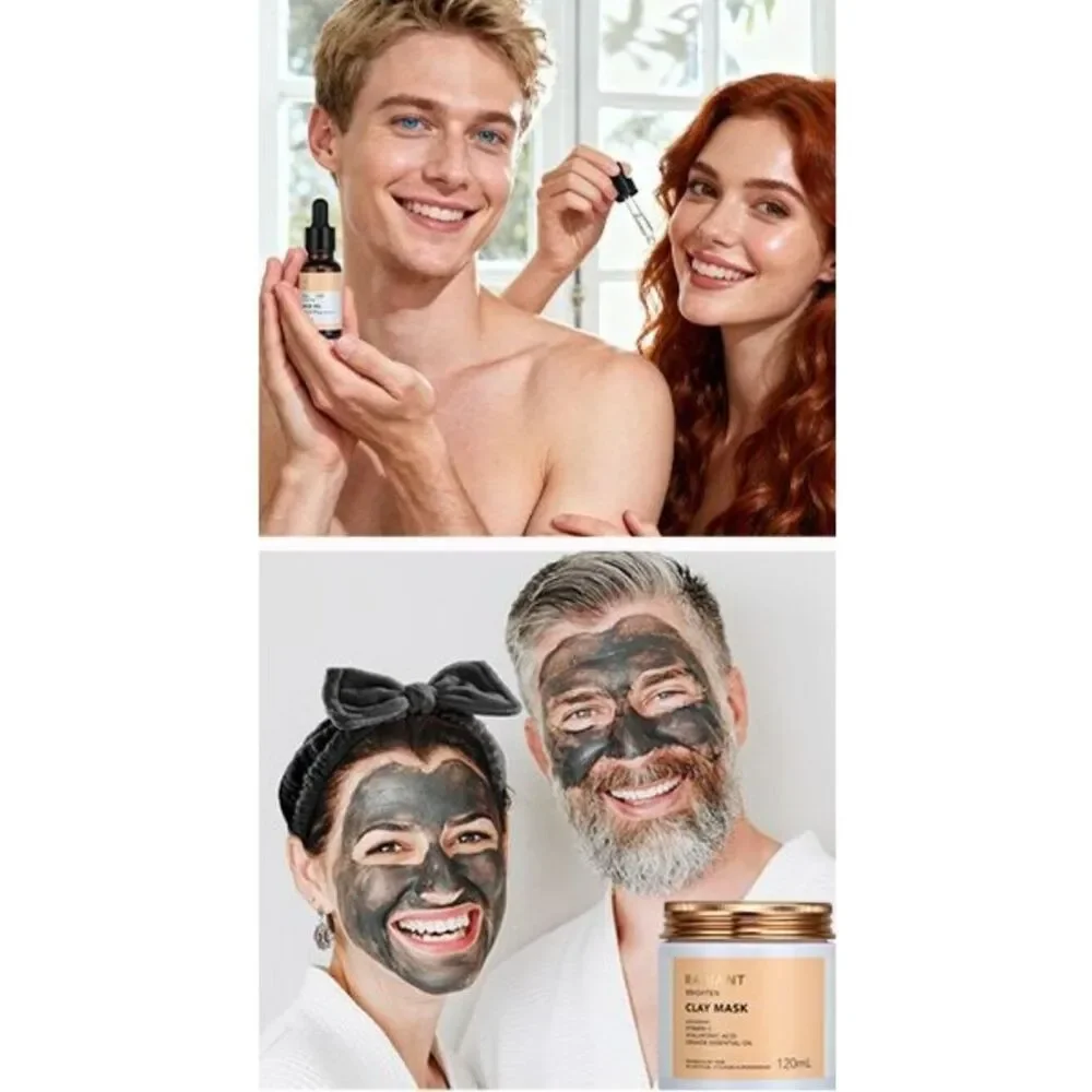Radiant Brighten Face Serum, Body Oil, Face Oil & Clay Mask 4 PCS Set